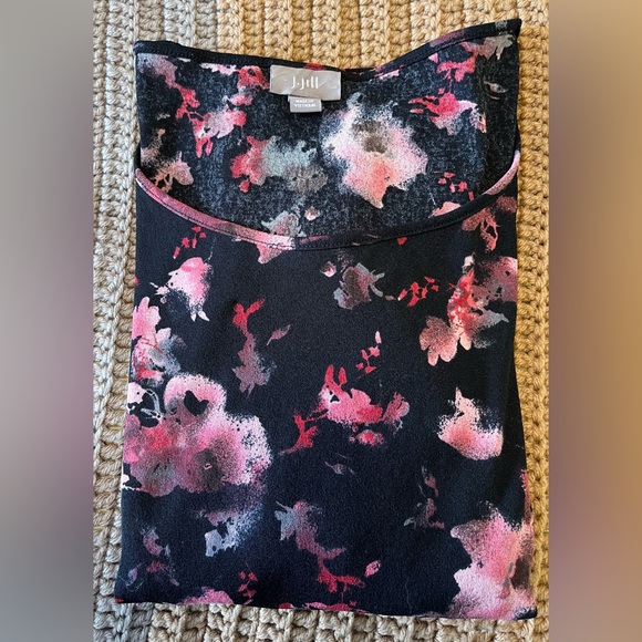 J. Jill Sheer Black and Red Floral Blouse - Picture 4 of 10